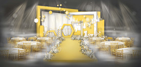 黄色主题签到迎宾合影舞台背景