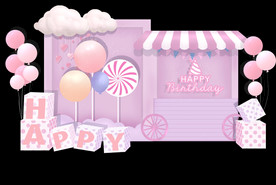 粉紫色主题签到迎宾合影舞台背景