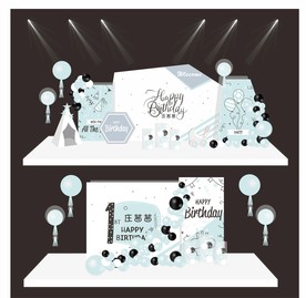 马卡龙蓝色主题签到迎宾舞台背景