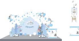 蓝色动主题森系签到迎宾舞台背景