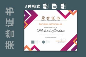 荣誉证书时尚横版证书