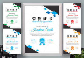 荣誉证书时尚竖版证书