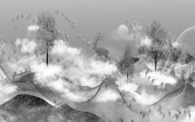 高清 新现代山水画 tif分层