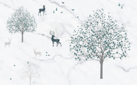 抽象森林麋鹿电视背景墙