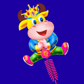 牛年门画牛年门贴卡通牛