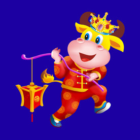 卡通牛牛年门画牛年门贴