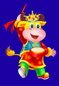 卡通牛牛年门画牛年门贴