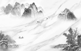 简约山水无框画 TIF分层