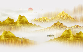 金色山水画