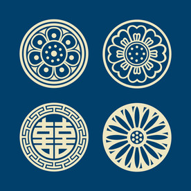 传统圆形纹样蜡染纹样