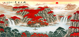 鸿运当头 聚宝盆 风水画