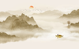 新中式水墨山水画