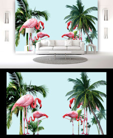 火烈鸟背景墙