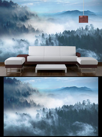 迷雾松山背景墙