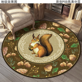 可爱松鼠欧式复古地毯
