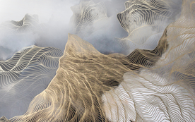 意境山水金色线条背景装饰画