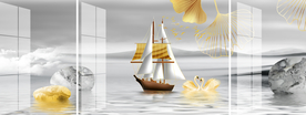 山水风景帆船装饰画