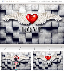 3D天使翅膀ins网红背景墙