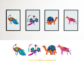 手绘动物装饰画