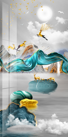 石来运转麋鹿装饰画