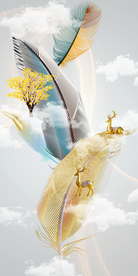 现代简约羽毛玄关装饰画