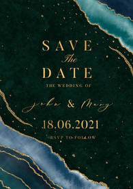 轻奢绿色婚礼迎宾海报请柬