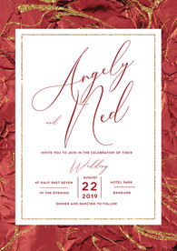 轻奢闪金红色婚礼迎宾海报