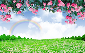 蓝天彩虹风景装饰画
