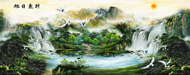旭日东升山水画