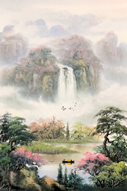 山水画招财画风景油画