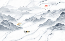 高端山水纹大理石背景墙