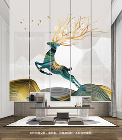 新中式麋鹿卷帘