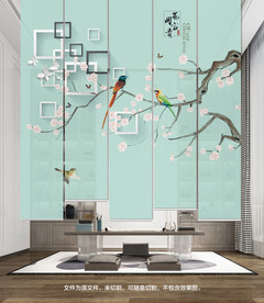 新中式花鸟卷帘