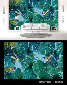 热带芭蕉叶背景墙