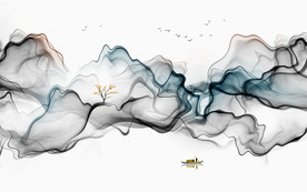 中式水墨山水画