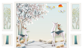 欧式麋鹿电视墙