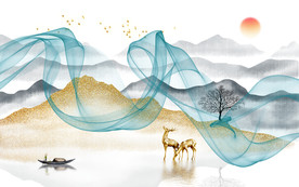 水墨山水背景墙