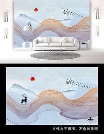 抽象山水背景墙