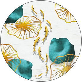 抽象荷花九鱼装饰画