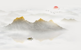 中式水墨山水画