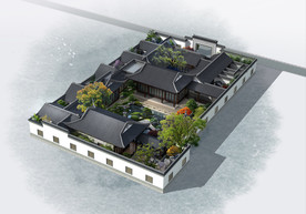 中式古建庭院效果图