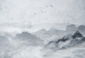 新中式意境水墨山水客厅电视背景