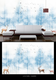 北欧麋鹿背景墙