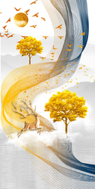 抽象线条麋鹿玄关背景