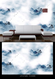 水墨山水背景墙