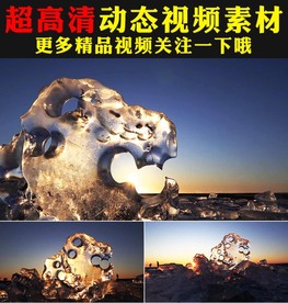 冰块海水海浪海洋冰川融化视频