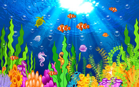 卡通海洋动物海底世界儿童背景墙