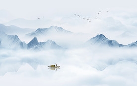 中式水墨山水画