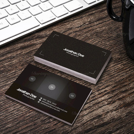 黑色简约名片正反双面PSD模板