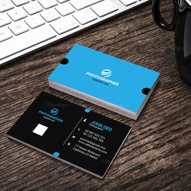 黑蓝简约名片正反双面PSD模板